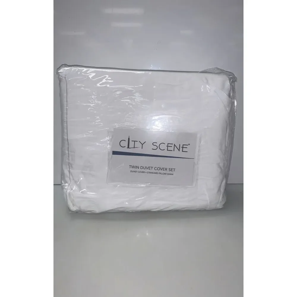 New White Twin Duvet Cover Set